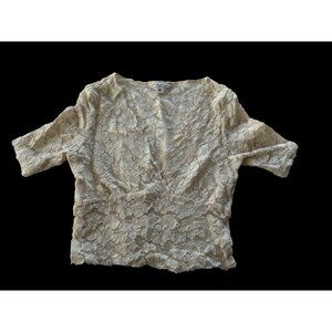 VTG Banana Republic Womens Small Sheer Lace Ivory Stetch Top Y2K Fairy Coquette